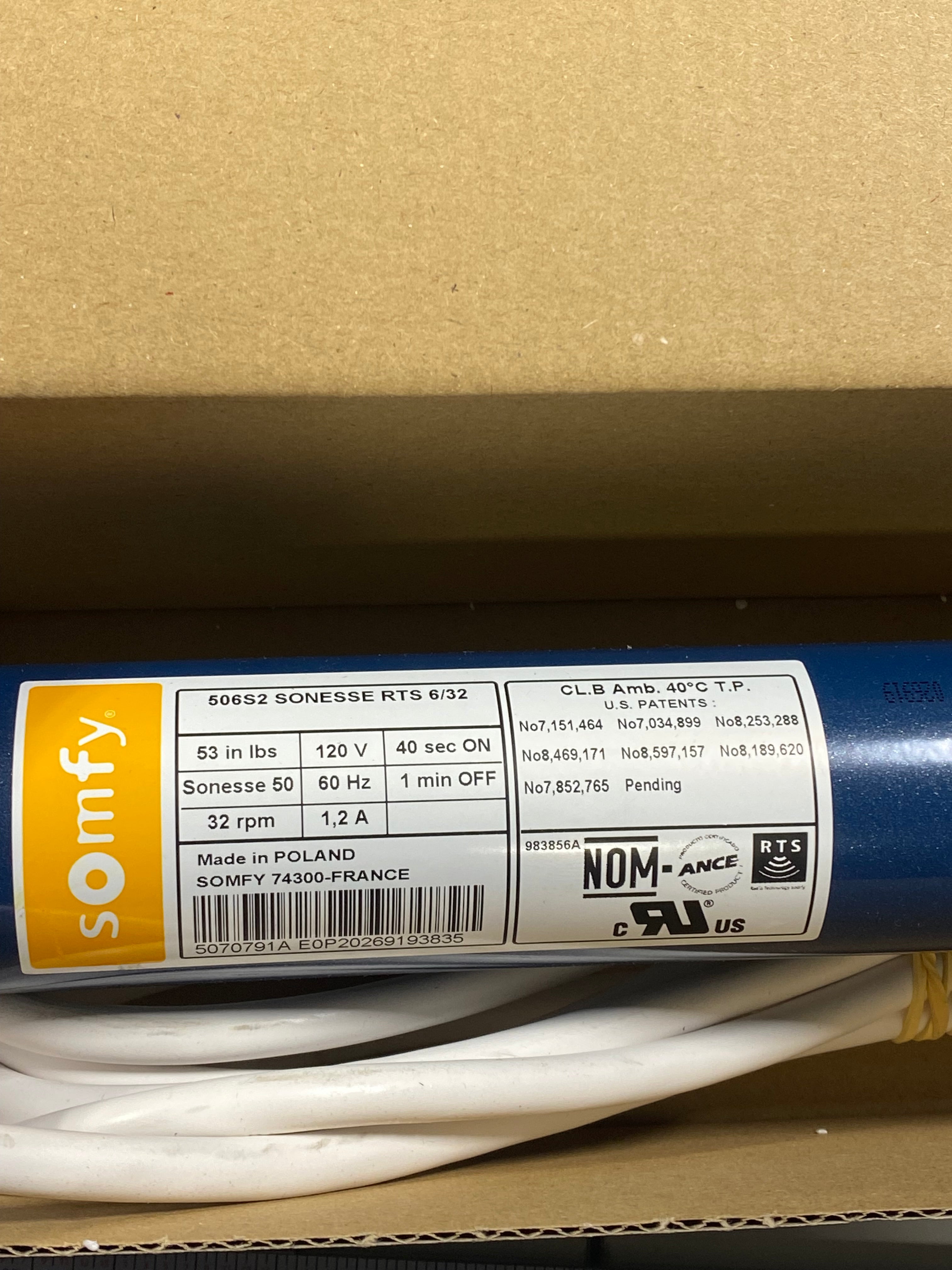Somfy 506S2  Sonesse RTS 6/32 ENGINE, BLINDS, NEW ✅ 32 RPM. QUIET OPERATION. ✅